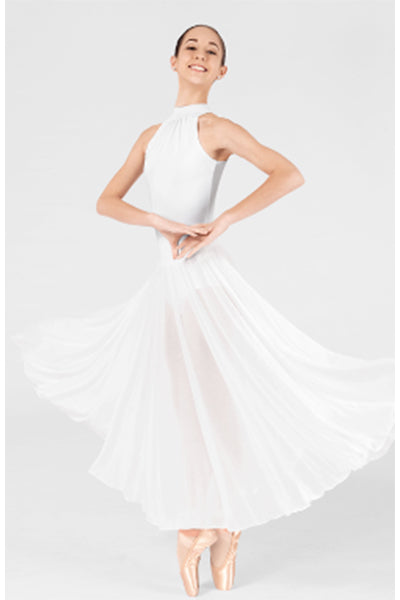 Body Wrappers P733 Long Mock Turtleneck Dance Dress White